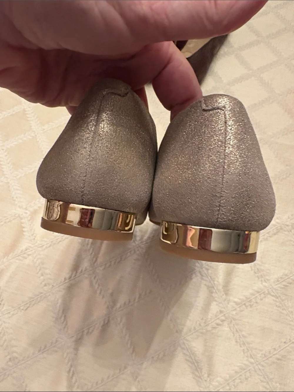 Ladies Nine West Sparkle Taupe Slip-On Loafers